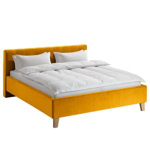 Letto imbottito Woodlake II Velluto Ravi: giallo senape - 180 x 200cm - Senza portaoggetti interno