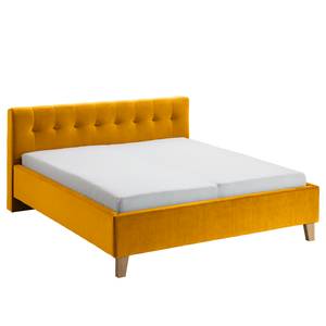 Letto imbottito Woodlake II Velluto Ravi: giallo senape - 180 x 200cm - Senza portaoggetti interno