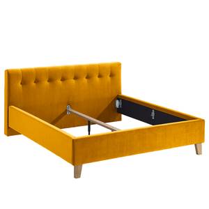 Letto imbottito Woodlake II Velluto Ravi: giallo senape - 180 x 200cm - Senza portaoggetti interno