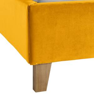 Letto imbottito Woodlake II Velluto Ravi: giallo senape - 180 x 200cm - Senza portaoggetti interno