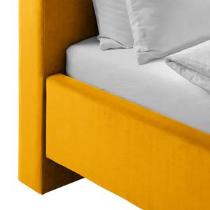 Letto imbottito Woodlake II Velluto Ravi: giallo senape - 180 x 200cm - Senza portaoggetti interno