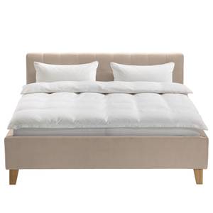 Gestoffeerd bed Woodlake II Velours Ravi: Beige	 - 180 x 200cm - Zonder opbergruimte