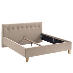 Lit capitonné Woodlake II Velours Ravi: Beige	 - 180 x 200cm - Sans espace de rangement