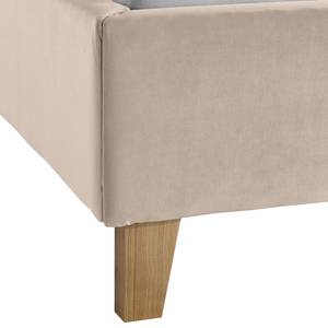 Lit capitonné Woodlake II Velours Ravi: Beige	 - 180 x 200cm - Sans espace de rangement