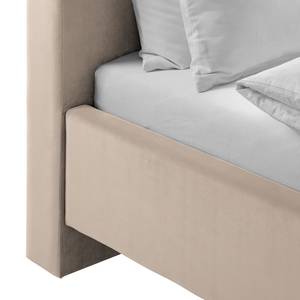 Lit capitonné Woodlake II Velours Ravi: Beige	 - 180 x 200cm - Sans espace de rangement