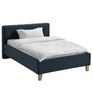 Lit capitonné Woodlake II Velours Ravi: Bleu foncé - 160 x 200cm - Sans espace de rangement