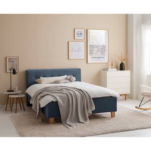 Gestoffeerd bed Woodlake II Velours Ravi: Donkerblauw - 160 x 200cm - Zonder opbergruimte