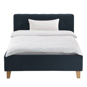 Letto imbottito Woodlake II Velluto Ravi: blu scuro - 140 x 200cm - Senza portaoggetti interno