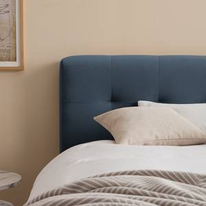 Letto imbottito Woodlake II Velluto Ravi: blu scuro - 140 x 200cm - Senza portaoggetti interno