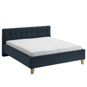 Gestoffeerd bed Woodlake II Velours Ravi: Donkerblauw - 180 x 200cm - Zonder opbergruimte