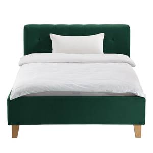 Letto imbottito Woodlake II Velluto Ravi: verde antico - 160 x 200cm - Senza portaoggetti interno