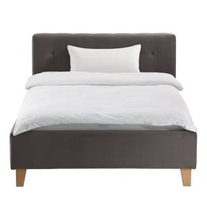 Gestoffeerd bed Woodlake II Velours Ravi: Grijsbruin - 140 x 200cm - Zonder opbergruimte