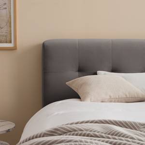 Letto imbottito Woodlake II Velluto Ravi: grigio marrone - 140 x 200cm - Senza portaoggetti interno