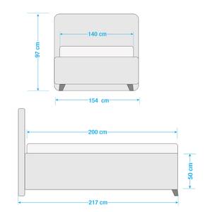 Gestoffeerd bed Woodlake II Velours Ravi: Grijsbruin - 140 x 200cm - Zonder opbergruimte