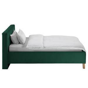 Letto imbottito Woodlake II Velluto Ravi: verde antico - 140 x 200cm - Senza portaoggetti interno