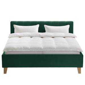 Gestoffeerd bed Woodlake II Velours Ravi: Antiek groen - 180 x 200cm - Zonder opbergruimte