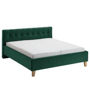 Letto imbottito Woodlake II Velluto Ravi: verde antico - 180 x 200cm - Senza portaoggetti interno