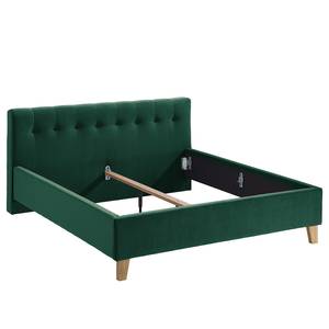 Letto imbottito Woodlake II Velluto Ravi: verde antico - 180 x 200cm - Senza portaoggetti interno