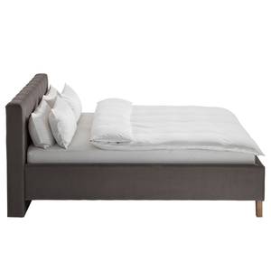 Letto imbottito Woodlake II Velluto Ravi: grigio marrone - 180 x 200cm - Senza portaoggetti interno