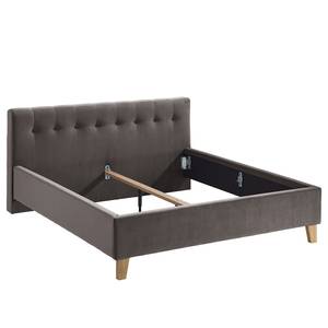 Letto imbottito Woodlake II Velluto Ravi: grigio marrone - 180 x 200cm - Senza portaoggetti interno