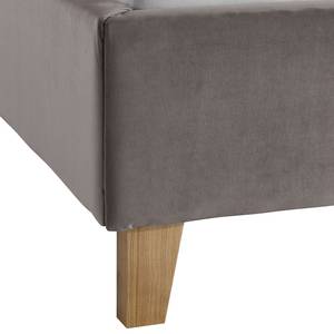 Letto imbottito Woodlake II Velluto Ravi: grigio marrone - 180 x 200cm - Senza portaoggetti interno