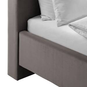 Letto imbottito Woodlake II Velluto Ravi: grigio marrone - 180 x 200cm - Senza portaoggetti interno