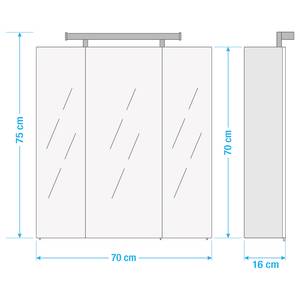 Spiegelkast Dusty III inclusief verlichting - Breedte: 70 cm