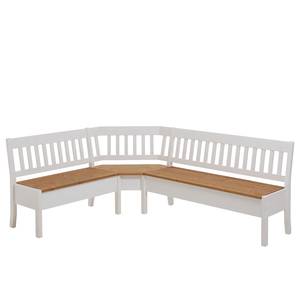 Banc d’angle Boston II Pin massif - Pin coloris lessivé / Pin blanc - Largeur : 213 cm