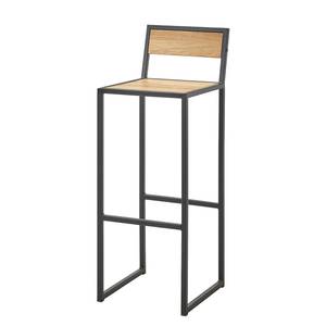 Chaise de bar Helsby Chêne massif / Métal - Chêne / Noir mat