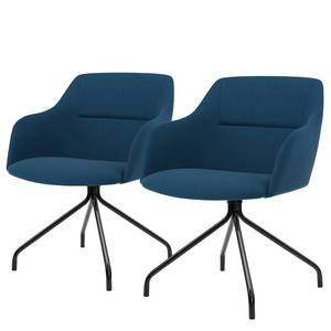 Sedia con braccioli Sofia II (set da 2) Tessuto / Metallo - Tessuto Dyre: blu jeans - Nero