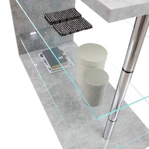 Table haute Mullin Avec éclairage LED - Verre / Métal -Imitation béton / Chrome