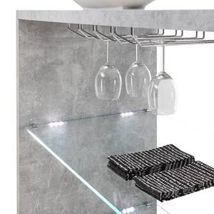 Bartisch Mullin inkl. LED-Beleuchtung - Glas / Metall - Beton Dekor / Chrom