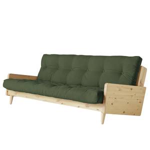 Canapé convertible Indie Tissu - Vert vieilli - Beige