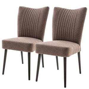 Chaises capitonnées Tassin (lot de 2) Tissu / Hêtre massif - Capuccino / Noir