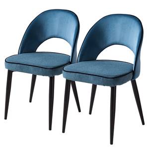 Gestoffeerde stoelen Jacky (set van 2) geweven stof & fluweel/metaal - gemêleerd grijs/zwart