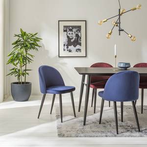 Gestoffeerde stoelen Jacklin I (2 stuk) fluweel/metaal - zwart - Donkerblauw