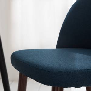 Gestoffeerde stoel Jacklin III (2 stuk) geweven stof/metaal - walnotenhouten look - Donkerblauw
