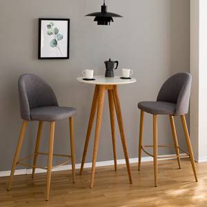 Barstoelen Jacklin I (set van 2) geweven stof/metaal - eikenhouten look - Lichtgrijs