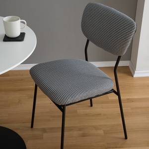 Eetkamerstoelen Lesa (set van 2) geweven stof/metaal - wit/zwart