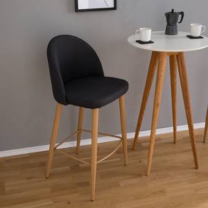 Barstoelen Jacklin I (set van 2) geweven stof/metaal - eikenhouten look - Donkergrijs