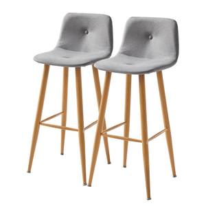 Chaises de bar Pittsboro II (lot de 2) Tissu / Métal - Gris clair /Imitation chêne