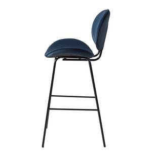 Chaise de bar Jerell (lot de 2) Velours / Métal - Noir - Bleu foncé