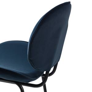 Chaise de bar Jerell (lot de 2) Velours / Métal - Noir - Bleu foncé