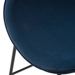 Chaise de bar Jerell (lot de 2) Velours / Métal - Noir - Bleu foncé