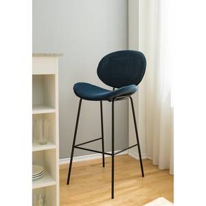 Barstoelen Jerell (set van 2) fluweel/metaal - zwart - Donkerblauw