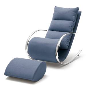Rocking chair Fox Tissu structuré - Bleu jean