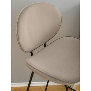 Chaise de bar Jerell (lot de 2) Velours / Métal - Noir - Taupe