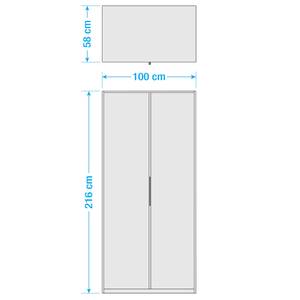 Drehtürenschrank Level 36 C Plankeneiche Dekor / Glas Grau - 100 x 216 cm - Ohne - Ohne Spiegeltür/-en