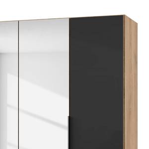 Drehtürenschrank Level 36 C Plankeneiche Dekor / Glas Grau - 200 x 216 cm - Ohne - 2 Spiegeltüren