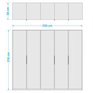 Armoire Level 36C Imitation chêne parqueté / Verre gris - 250 x 216 cm - Sans - Sans portes miroir